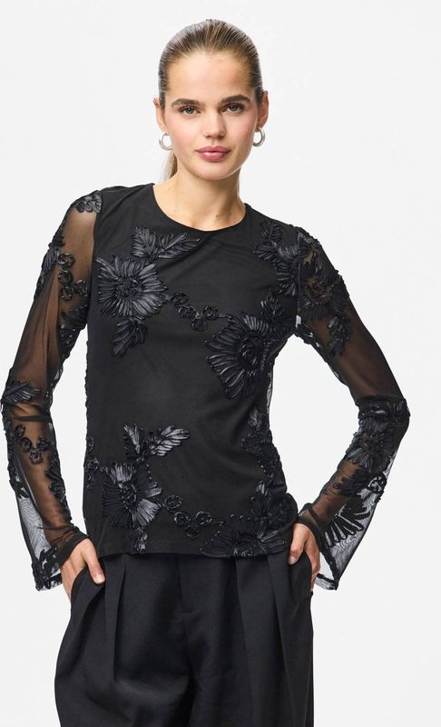 PIECES gebloemde top zwart