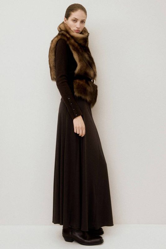 Mango A-lijn rok donkerbruin