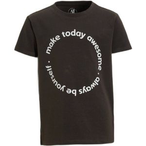 anytime T-shirt met tekstopdruk donkergrijs