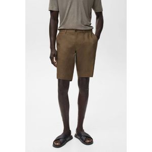 Mango Man linnen regular bermuda short kaki
