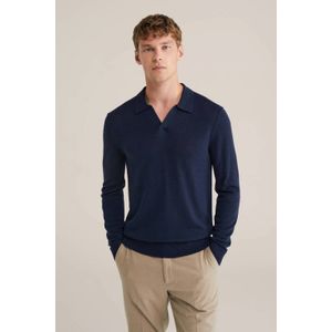 Fundamentals - Slim Fit - Polo - Donkerblauw - Merino Wol