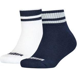 Puma sokken met streep - set van 2 wit/donkerblauw