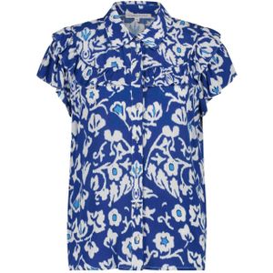 Tramontana blouse met all over print blauw/wit