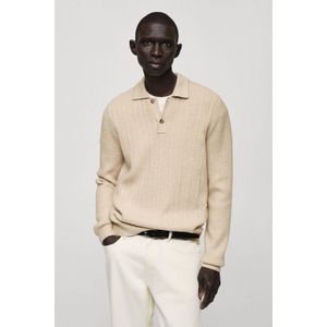 Mango Man trui grof gebreid beige