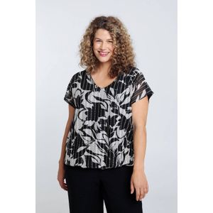 Paprika top met all over print zwart/wit