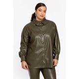 YOEK imitatieleren blouse kaki