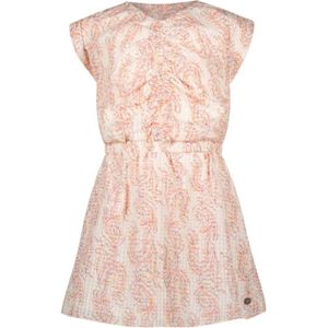 Like Flo jurk met paisleyprint en textuur oranje/ecru