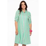 YOEK gestreepte blousejurk DOLCE van travelstof groen/roze/ecru
