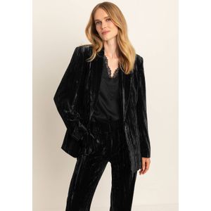 Expresso fluwelen rechtvallende blazer zwart