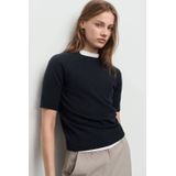 Mango pullover met wol marineblauw