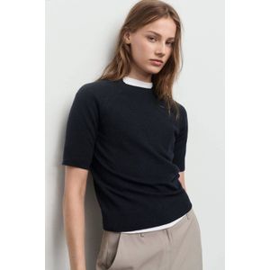 Mango pullover met wol marineblauw