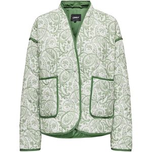 ONLY quilted jasje ONLELVIRA met contrastbies groen/ecru