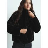 MANGO TEEN imitatiebonten outdoor jas zwart