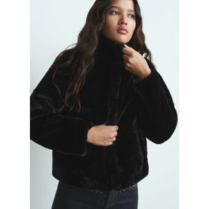 MANGO TEEN imitatiebonten outdoor jas zwart