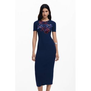 Desigual midi jurk rib gebreid blauw