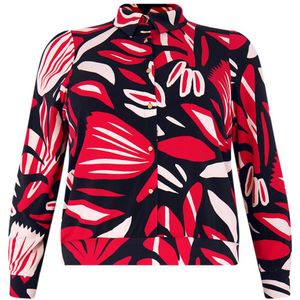 Yoek blouse DOLCE met all over print rood/ donkerblauw/ wit