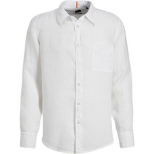BOSS linnen regular fit overhemd white