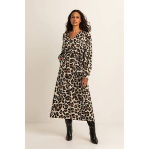 Expresso midi jurk met panterprint beige