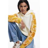 Desigual - Sweatshirt - Effen Kleur - Jacquard Mouwen - Kangoeroezak - Capuchon