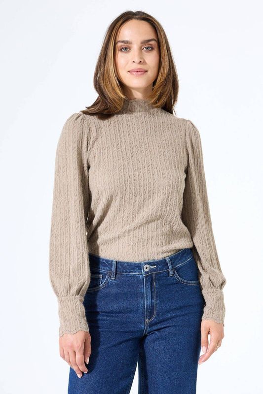 GARCIA - Longsleeve - Bruin - Effen T-shirt - Lange Mouw