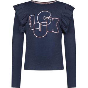 B.Nosy longsleeve met printopdruk en ruches donkerblauw