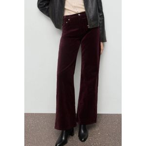Mango corduroy high waist flared broek donkerrood