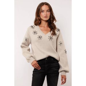 G-maxx gebloemde trui beige gebreid