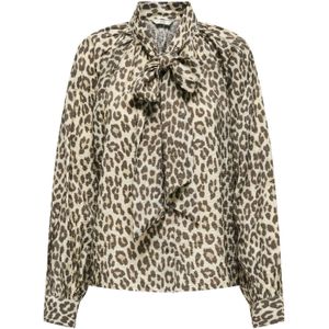 Jacqueline de Yong - Jdybeatrice Life Bow Shirt - Blouse - Birch/brown Leo