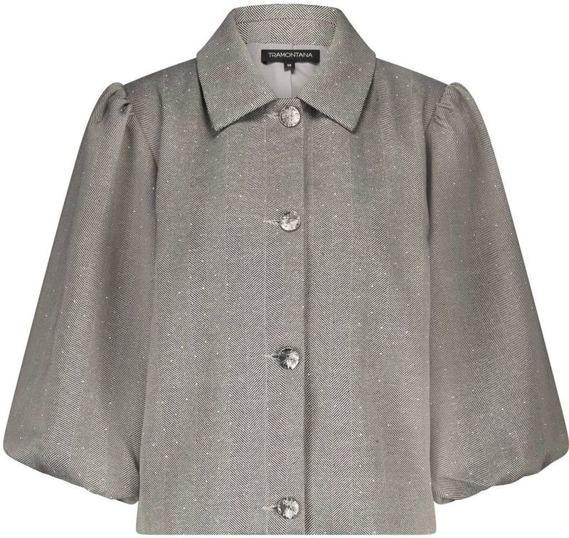 Tramontana cropped blazer grijs melange