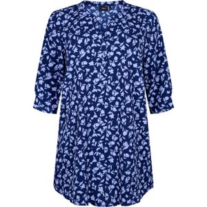 Zizzi tuniek met all over print blauw/lichtblauw