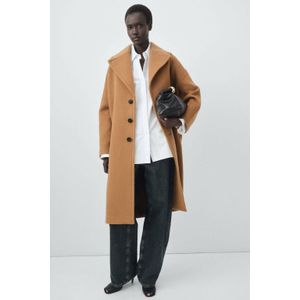 Mango wollen manteljas bruin