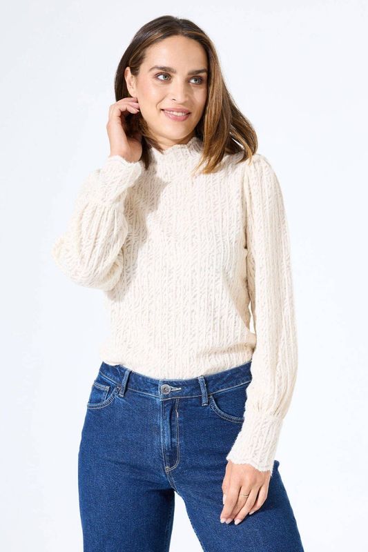 GARCIA - Effen T-shirt - Wit - Lange Mouw