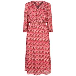 Esqualo jurk met all over print roze/ rood/ oranje