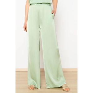 LOLALIZA Exclusive satijnen high waist wide leg broek groen