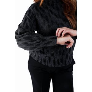 Paprika pullover met panterprint antraciet met lurex