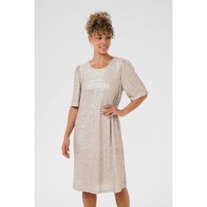Cream midi jurk crème