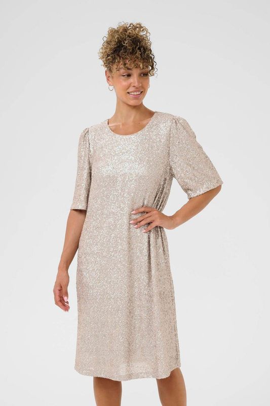 Cream midi jurk crème