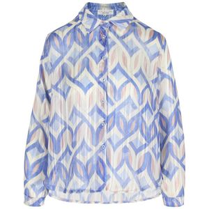 LOLALIZA blouse met grafische print blauw/ecru/roze