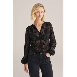 WE Fashion - Blouse - Zwart - Klassieke Blouse - Lange Mouw