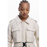 Desigual - Classic Round Neck Blazer - Beige - Dames - Katoen