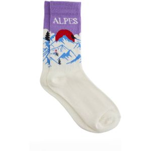 WE Fashion sokken ecru/paars