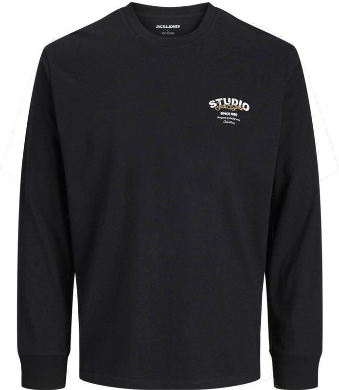 Jack & Jones - Jjyuki Tee Ls Crew Neck Pls - T-shirt - Zwart - Heren