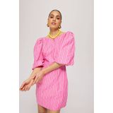 HARPER & YVE - Korte Jurk - Roze - Driekwart Pofmouwen - Open Rug