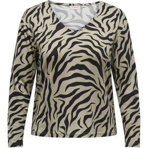 ONLY CARMAKOMA top met zebraprint kaki/ zwart