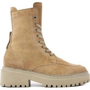 Nubikk Fae Bobbi Fur gevoerde suède veterboots beige