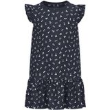 NAME IT MINI A-lijn jurk NMFVIDA met all over print en ruches donkerblauw/wit