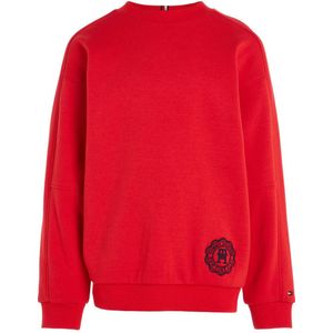 Tommy Hilfiger sweater met printopdruk en borduursels felrood