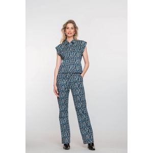Geisha - Casual Broek - Blauw - Straight High Waist