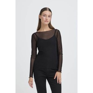 ICHI - IHNOVIOLA - T-shirt - Zwart - Lange Mouw - Slanke Pasvorm