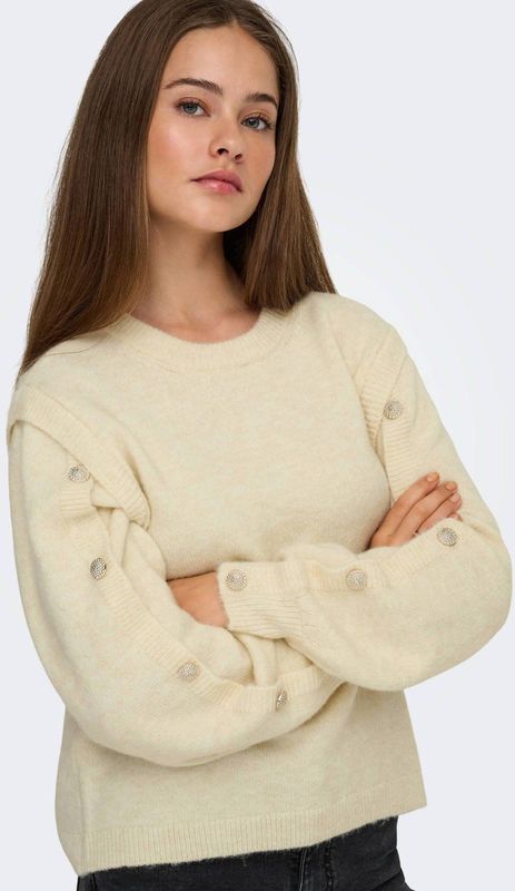 Only - Onlrene Life O-neck Knit - Gebreide Trui - Wit - Dames